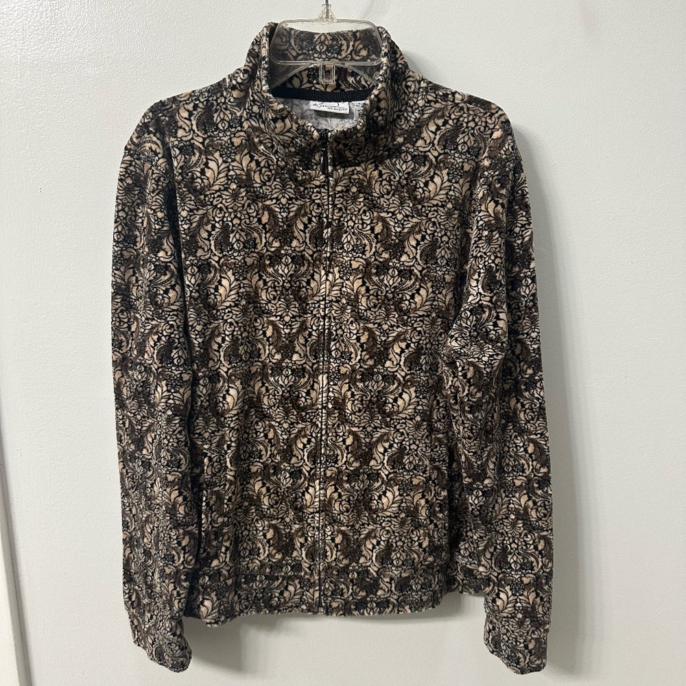 Kim Rogers Black and Tan / Brown Jacket Petite Medium EUC